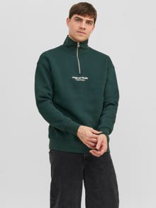 Jack & Jones Text Half Zip Sweatshirt -Magical Forest - 12241777