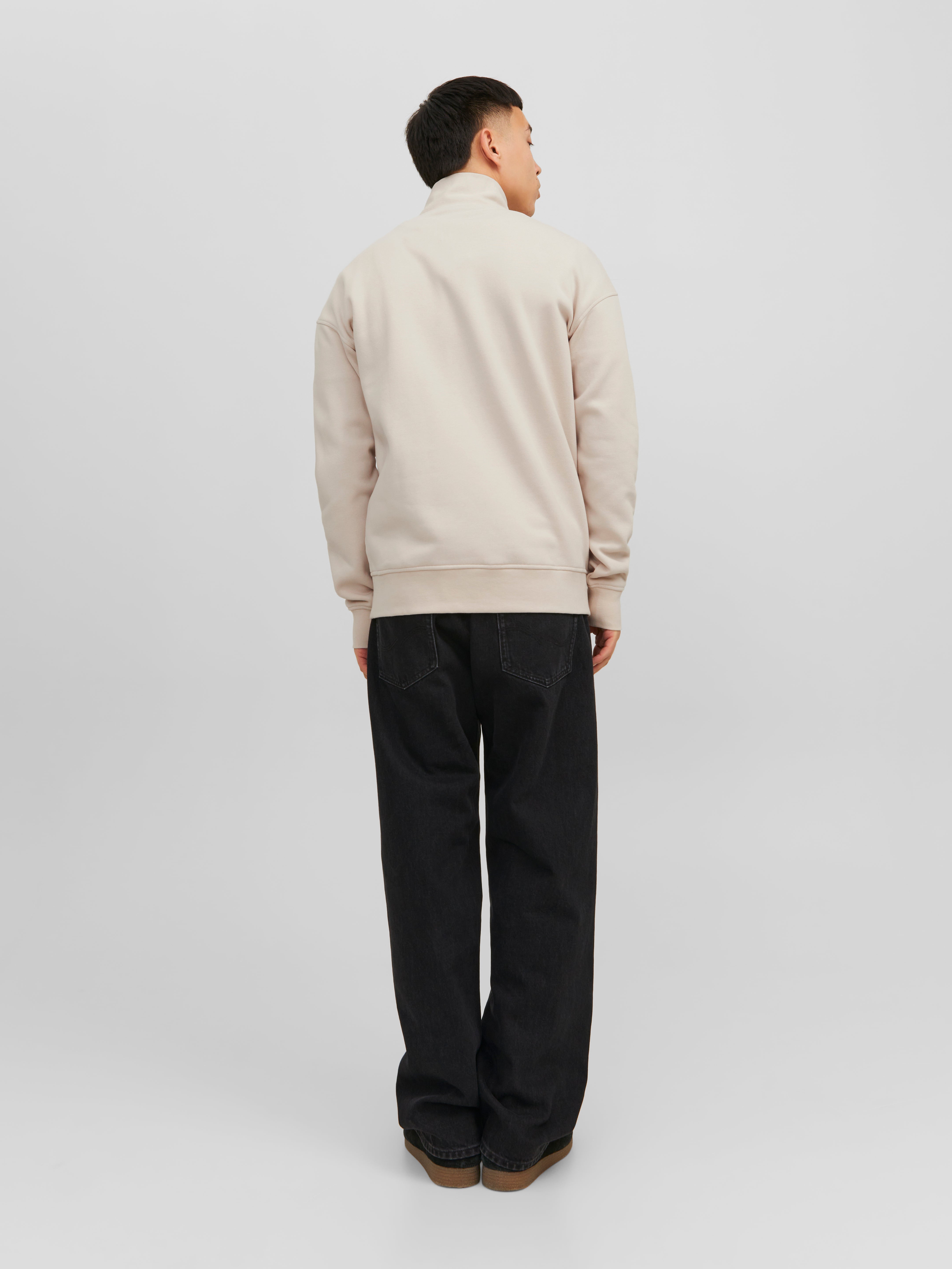 Text Sweatshirt mit halbem Reißverschluss | Beige | Jack & Jones®