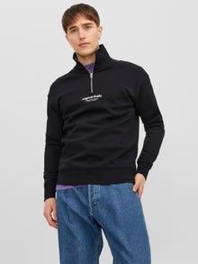 Jack & Jones Tekstas Pusiau užtrauktuko megztinis -Black - 12241777