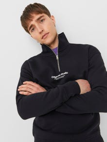 Jack & Jones Tekstas Pusiau užtrauktuko megztinis -Black - 12241777