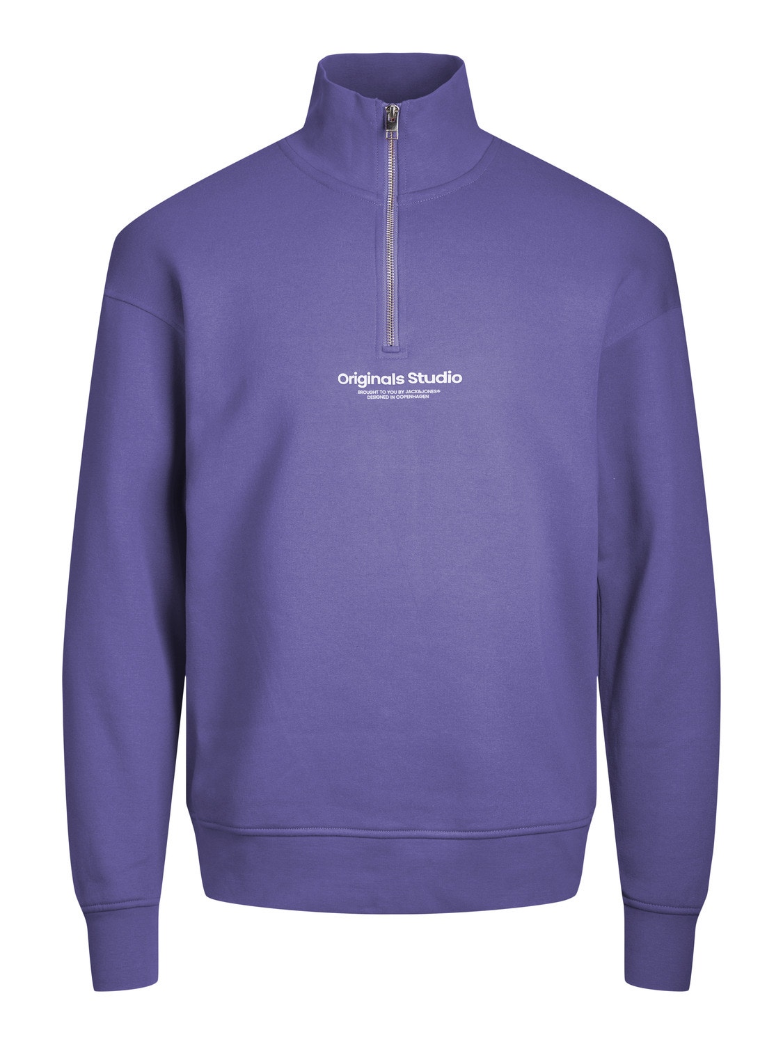 Jack & Jones Text Sweatshirt mit halbem Reißverschluss -Twilight Purple - 12241777
