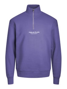 Jack & Jones Text Sweatshirt mit halbem Reißverschluss -Twilight Purple - 12241777