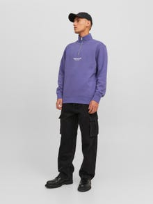 Jack & Jones Text Half Zip Sweatshirt -Twilight Purple - 12241777