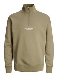 Jack & Jones Text Sweatshirt mit halbem Reißverschluss -Aloe - 12241777