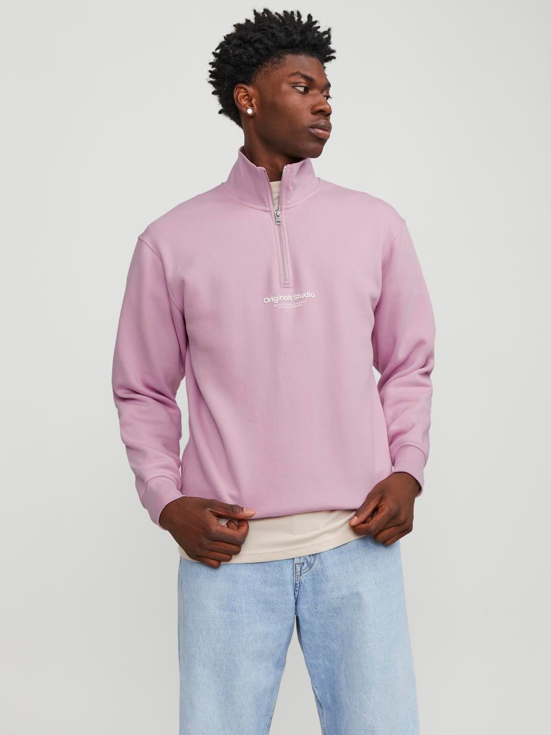 Text Half Zip Sweatshirt Light Rose Jack Jones