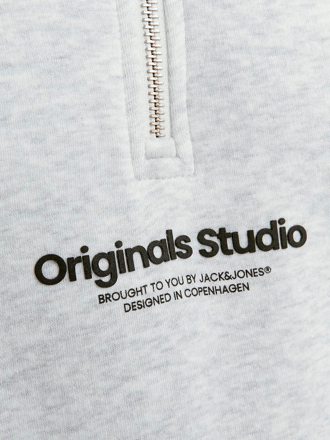 Jack & Jones Tekst Sweatshirt med halv lynlås -White Melange - 12241777