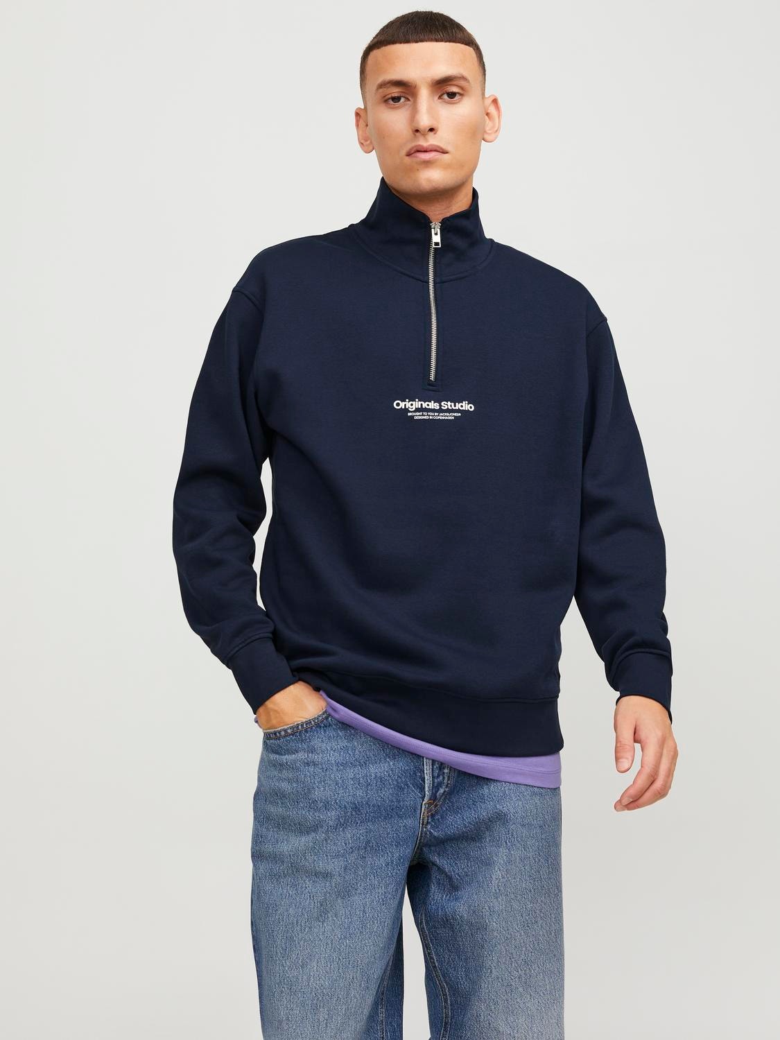 Jack & Jones Sudadera con media cremallera Con texto -Sky Captain - 12241777