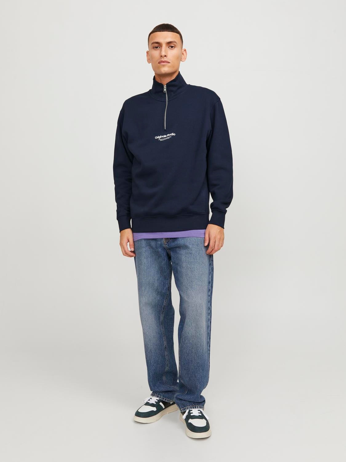 Jack & Jones Teksti Puolivetoketjullinen villapaita -Sky Captain - 12241777