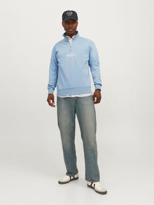 Jack & Jones Text Half Zip Sweatshirt -Mountain Spring - 12241777