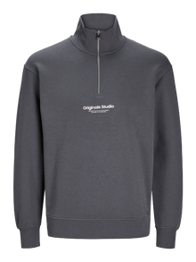 Jack & Jones Text Sweatshirt mit halbem Reißverschluss -Iron Gate - 12241777