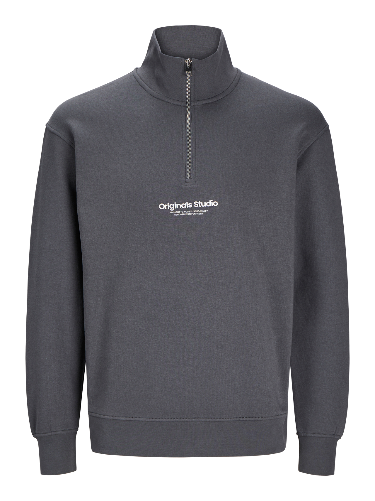 Jack & Jones Text Sweatshirt mit halbem Reißverschluss -Iron Gate - 12241777