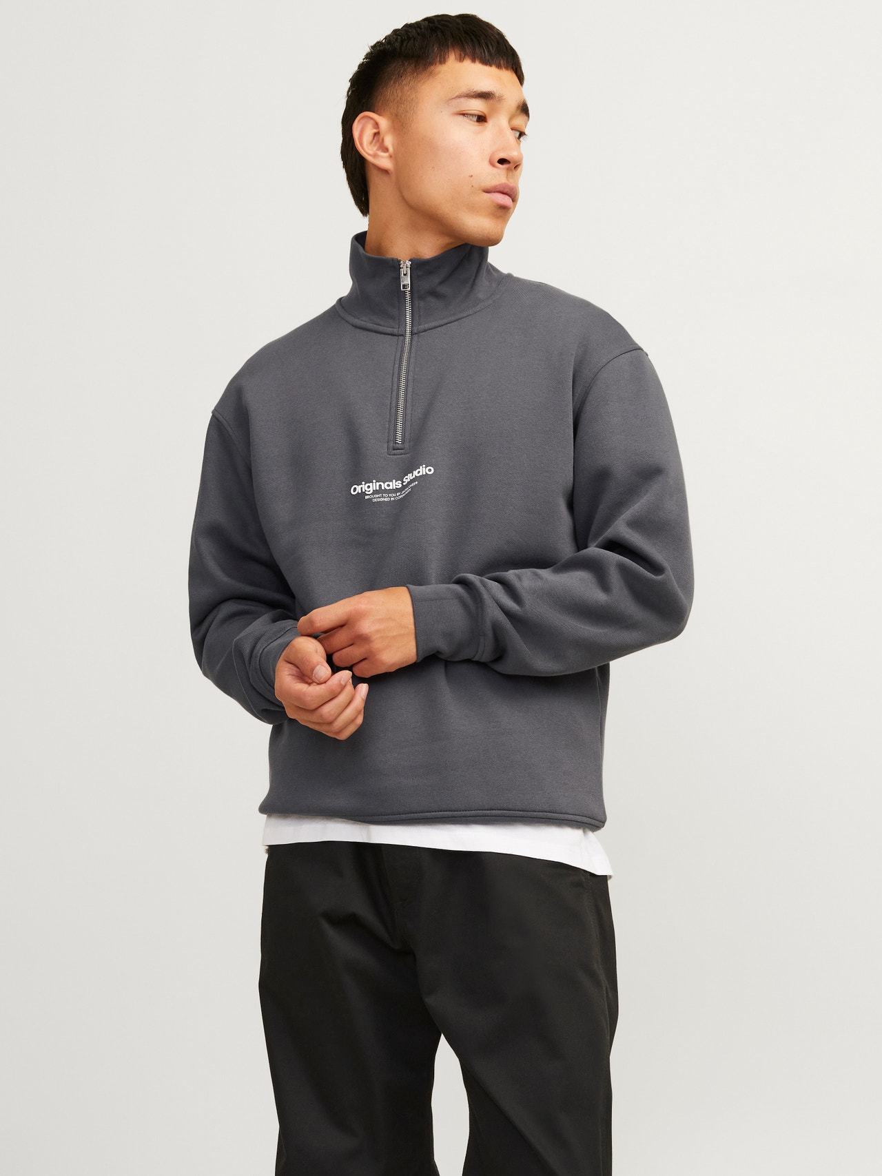 Jack & Jones Tekstas Pusiau užtrauktuko megztinis -Iron Gate - 12241777