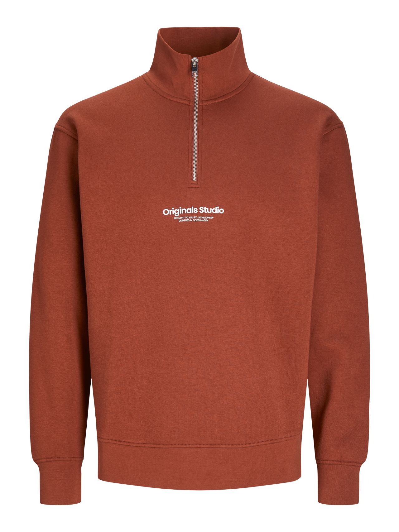 Jack & Jones Text Sweatshirt mit halbem Reißverschluss -Brandy Brown - 12241777