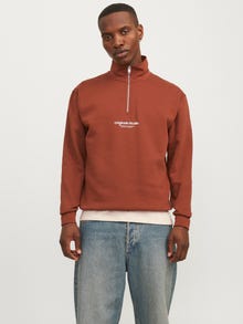 Jack & Jones Text Half Zip Sweatshirt -Brandy Brown - 12241777