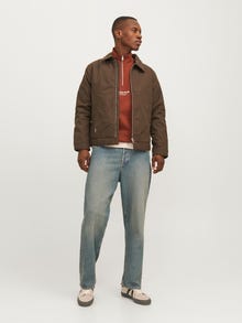 Jack & Jones Trykket tekst Genser med halv glidelås -Brandy Brown - 12241777