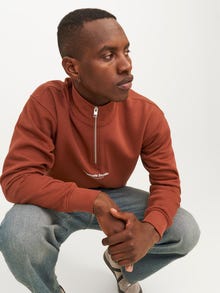 Jack & Jones Text Half Zip Sweatshirt -Brandy Brown - 12241777