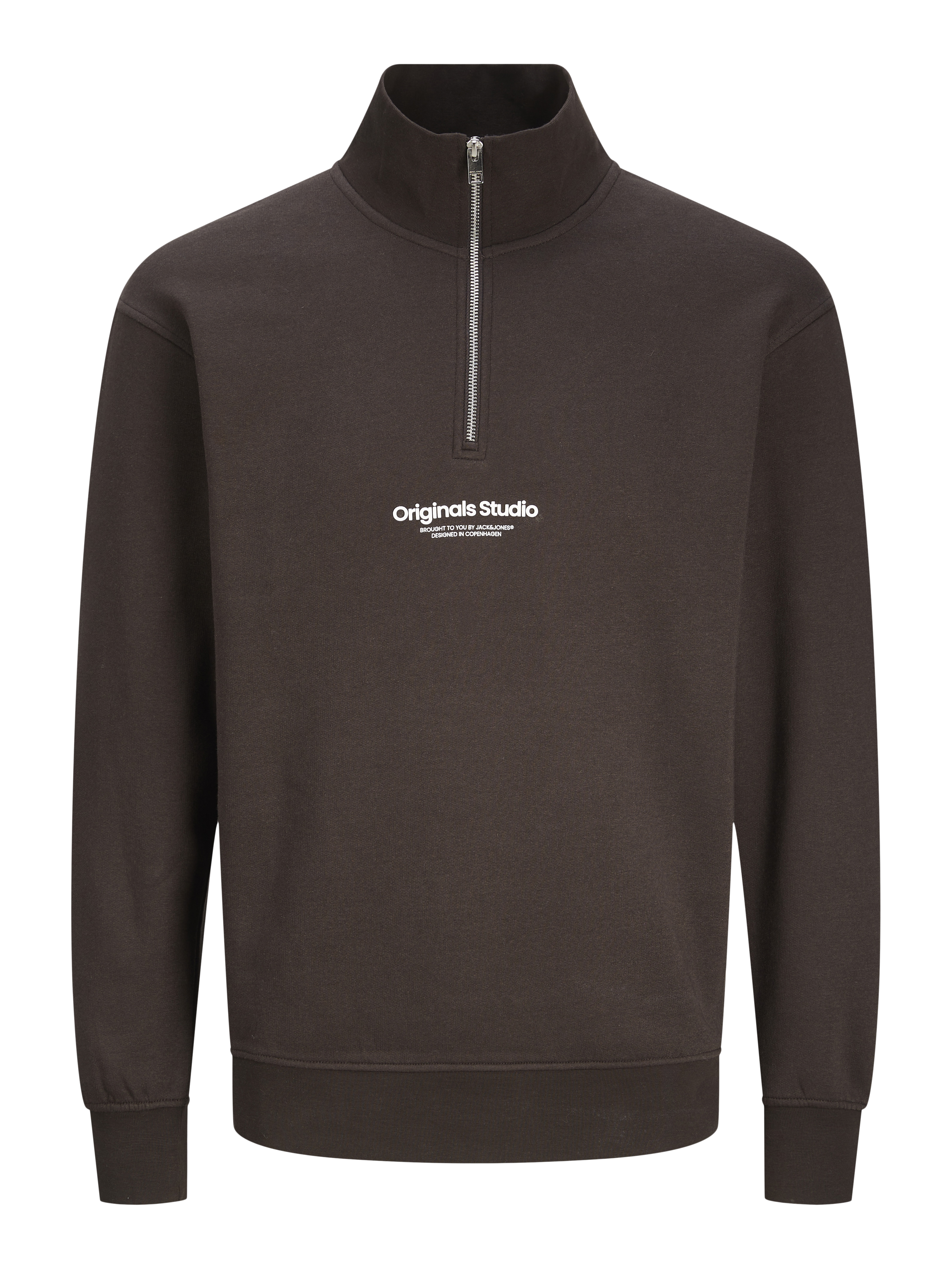 Thumbnail - Text Sweatshirt Mit Halbem Reißverschluss