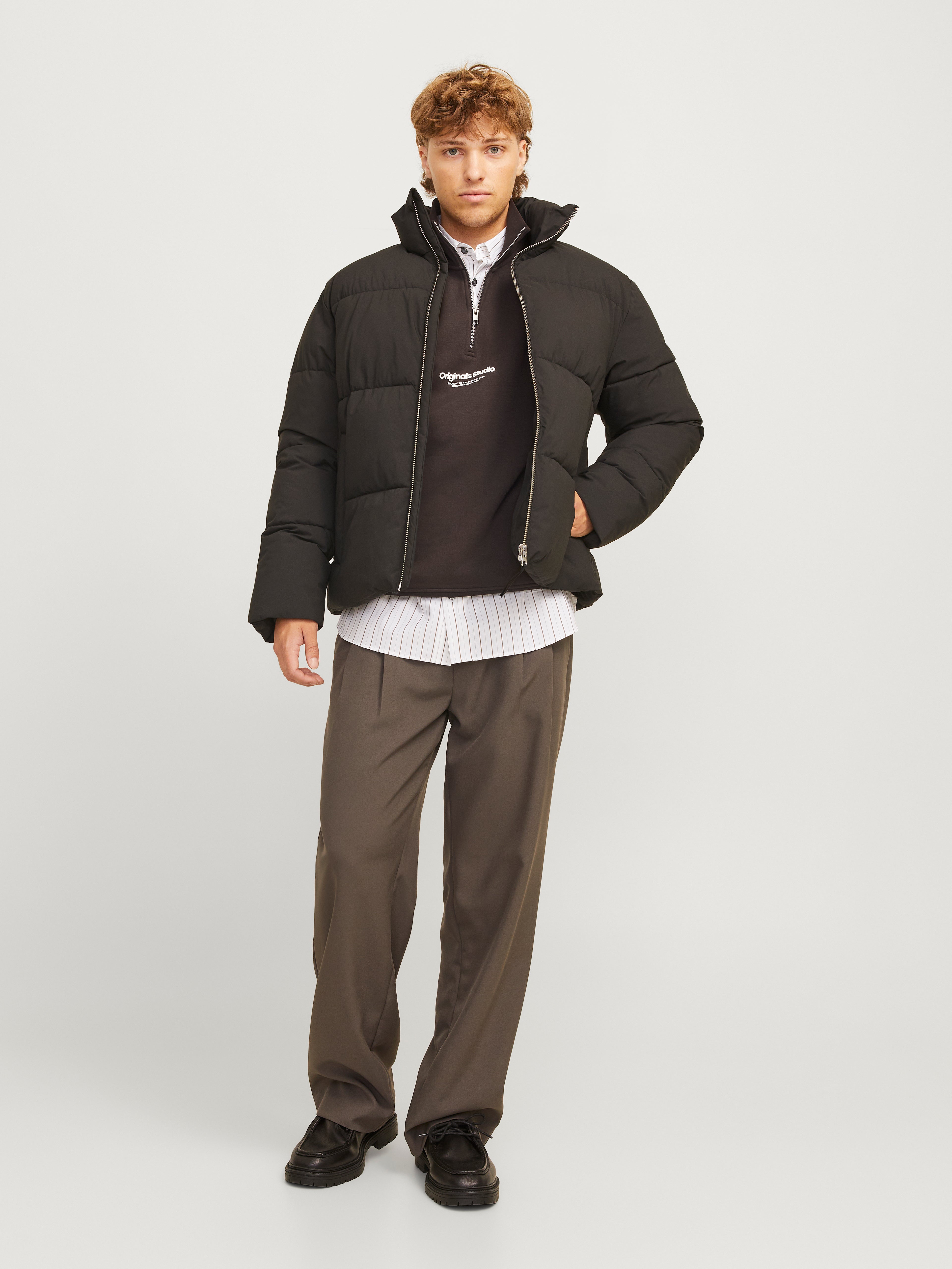 Thumbnail - Text Sweatshirt Mit Halbem Reißverschluss