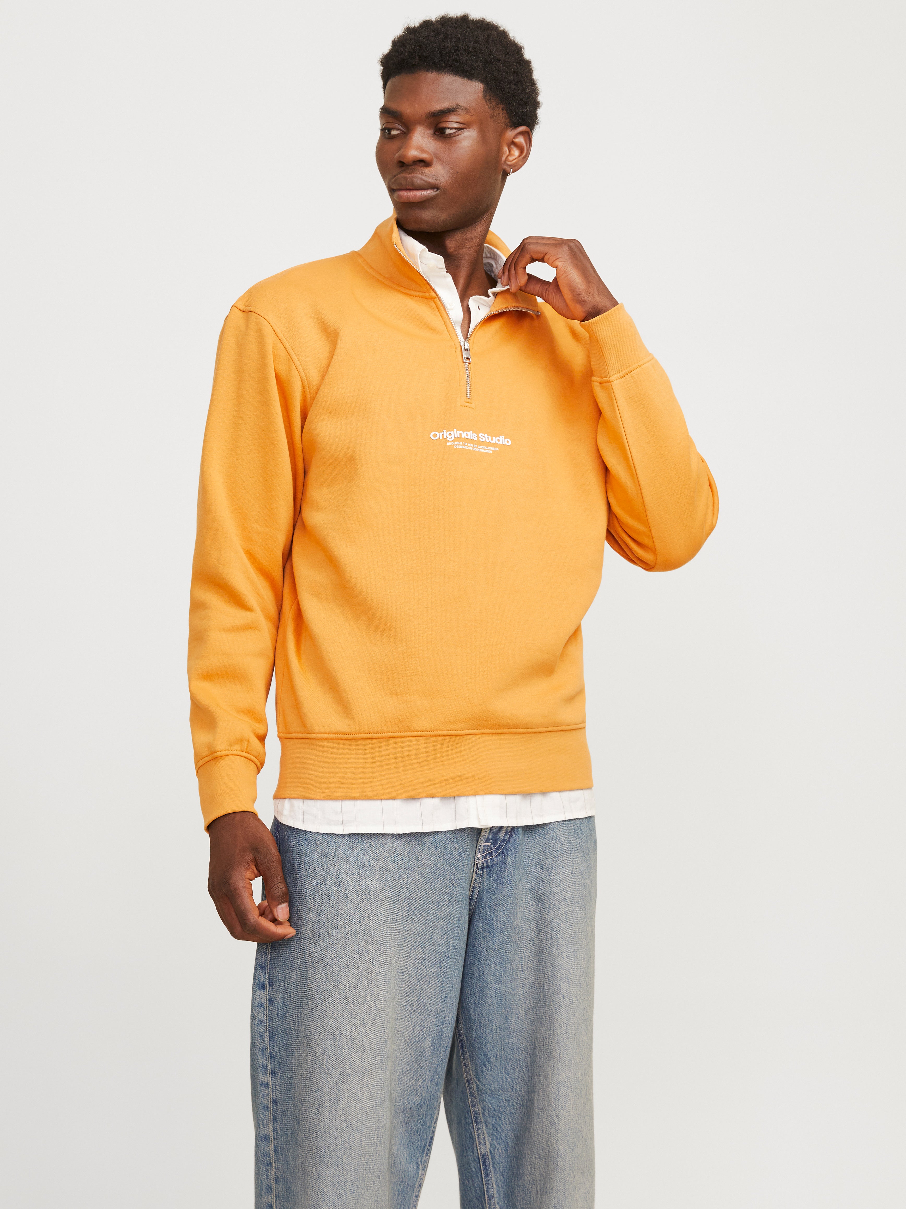 Text Sweatshirt Mit Halbem Reißverschluss