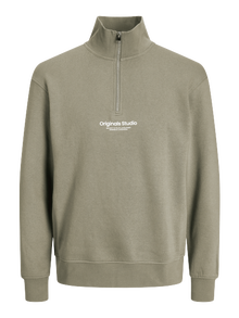 Jack & Jones Text Sweatshirt mit halbem Reißverschluss -Silver Sage - 12241777