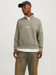 Jack & Jones Tekstas Pusiau užtrauktuko megztinis -Silver Sage - 12241777