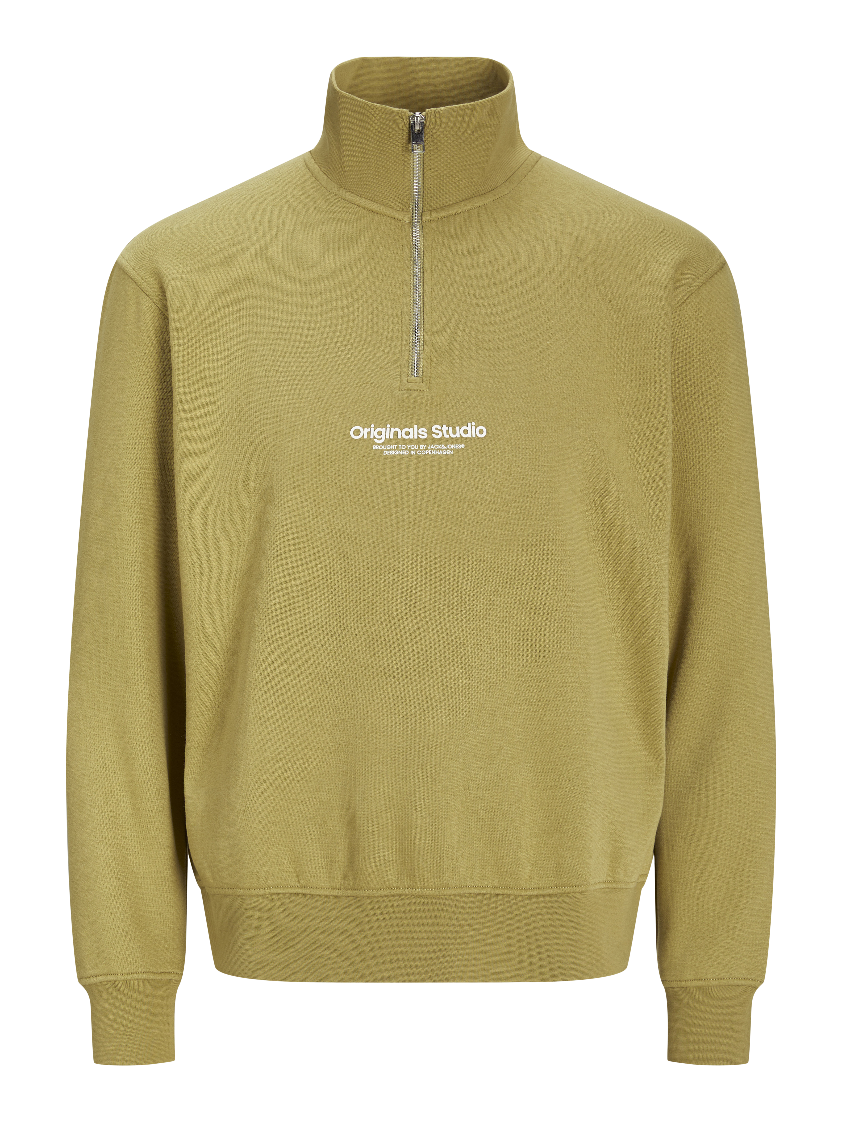 Thumbnail - Text Sweatshirt Mit Halbem Reißverschluss