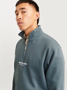 Jack & Jones Text Half zip Sweatshirt -Stormy Weather - 12241777