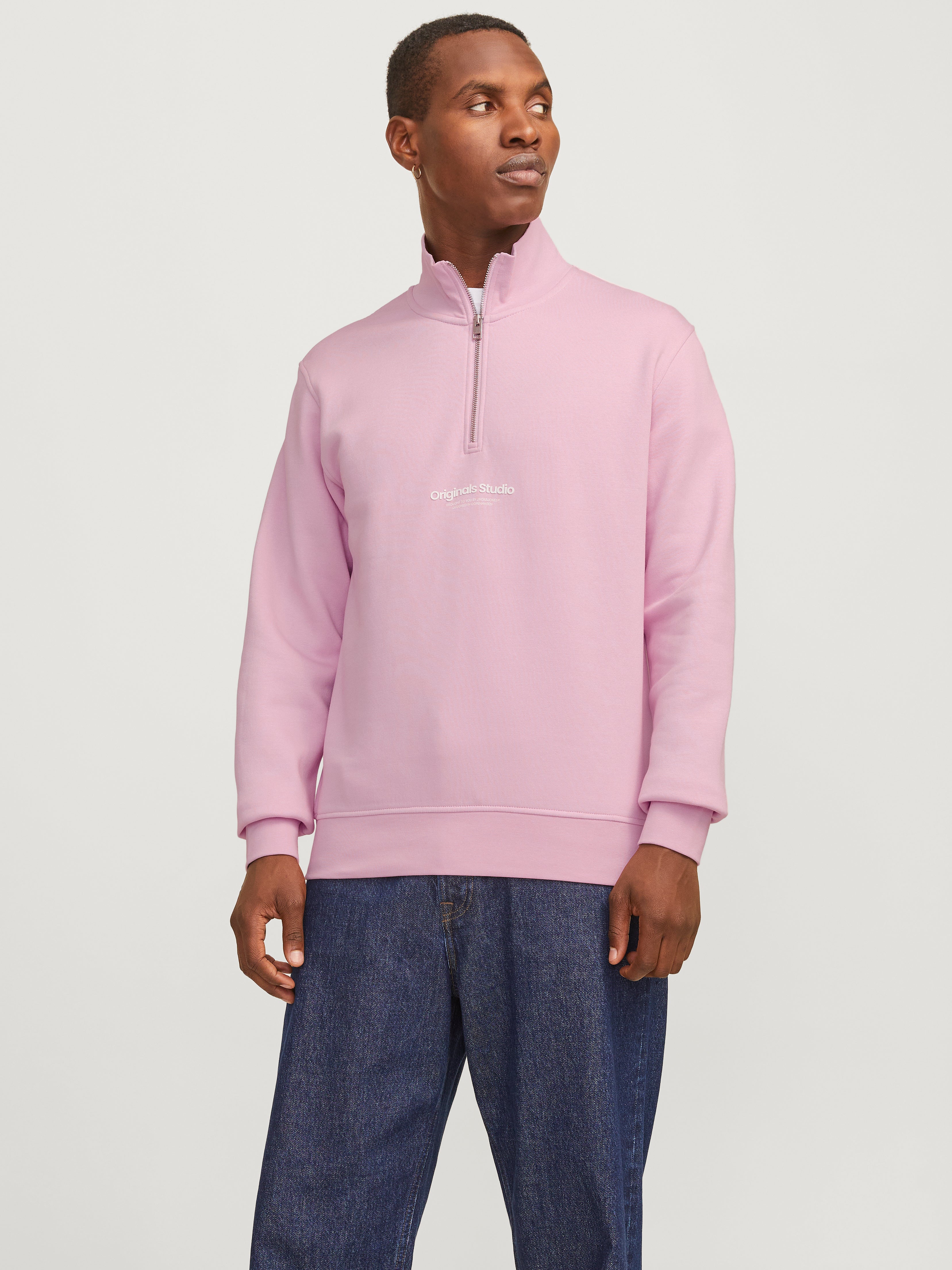 Text Sweatshirt Mit Halbem Reißverschluss