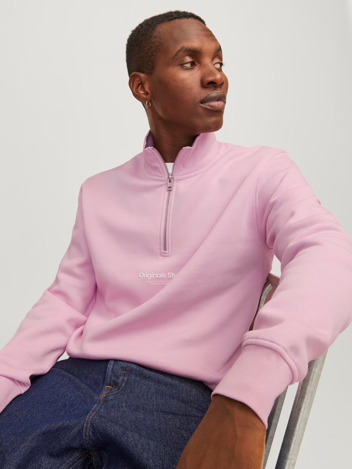 Pink half zip sweatshirt on sale