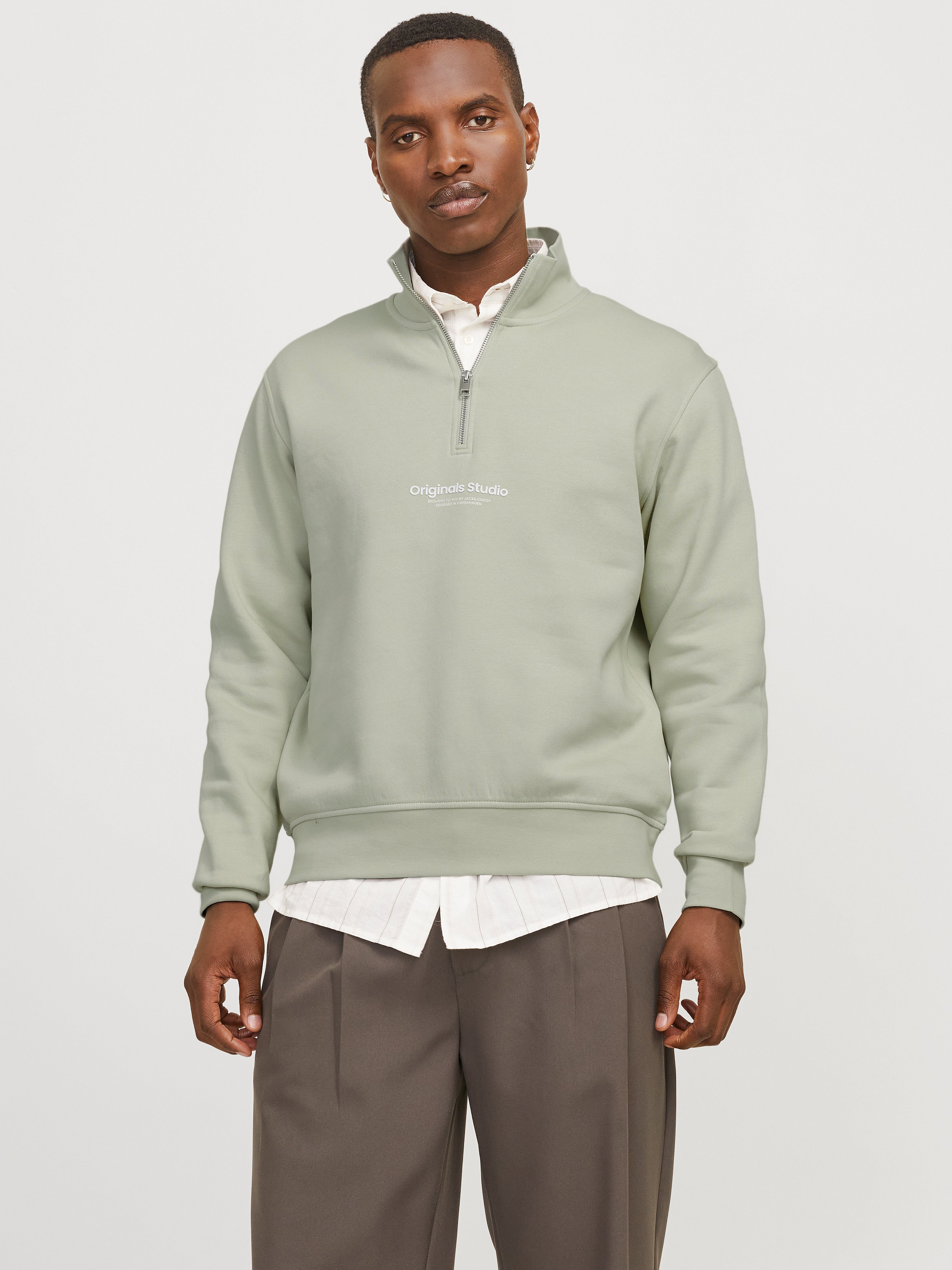 Text Sweatshirt Mit Halbem Reißverschluss