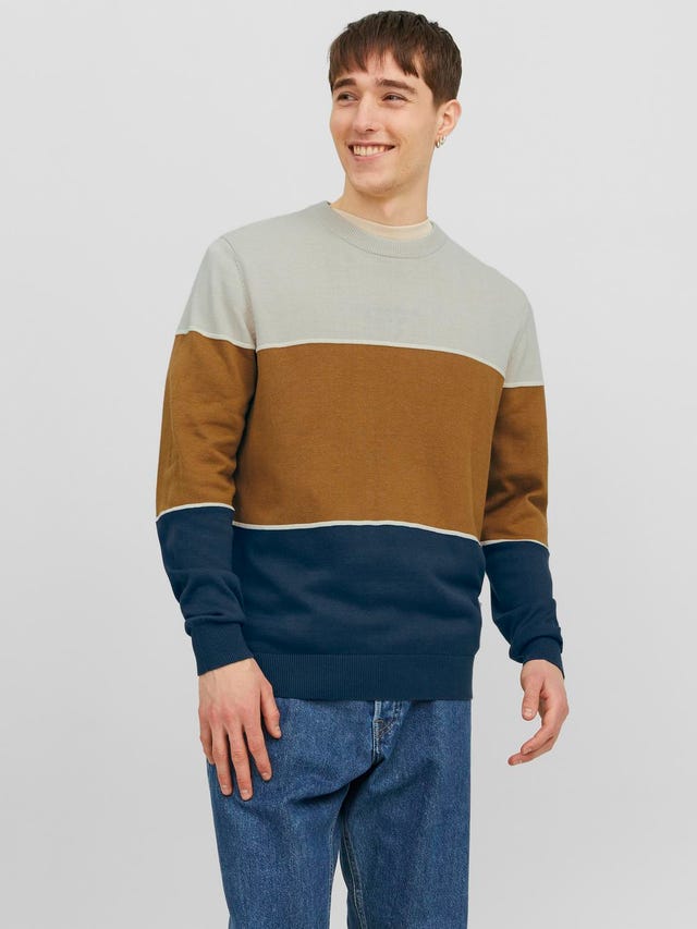 Jack & Jones Csíkos Személyzeti nyakú pulóver - 12241803