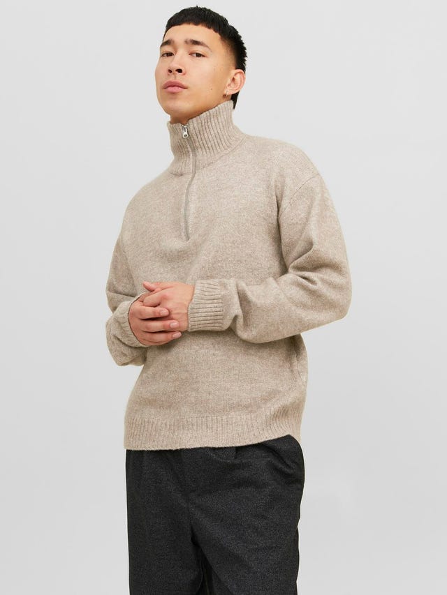 Jack & Jones Vanlig Strikkegenser med halv glidelås - 12241817