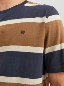Jack & Jones Ränder Rundringning T-shirt -Bison - 12241915
