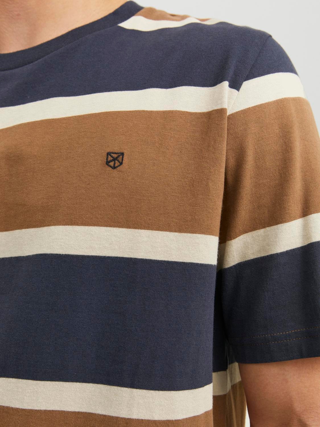 Jack & Jones Stripete O-hals T-skjorte -Bison - 12241915