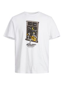 Jack & Jones Logotipas Apskritas kaklas Marškinėliai -Bright White - 12241950