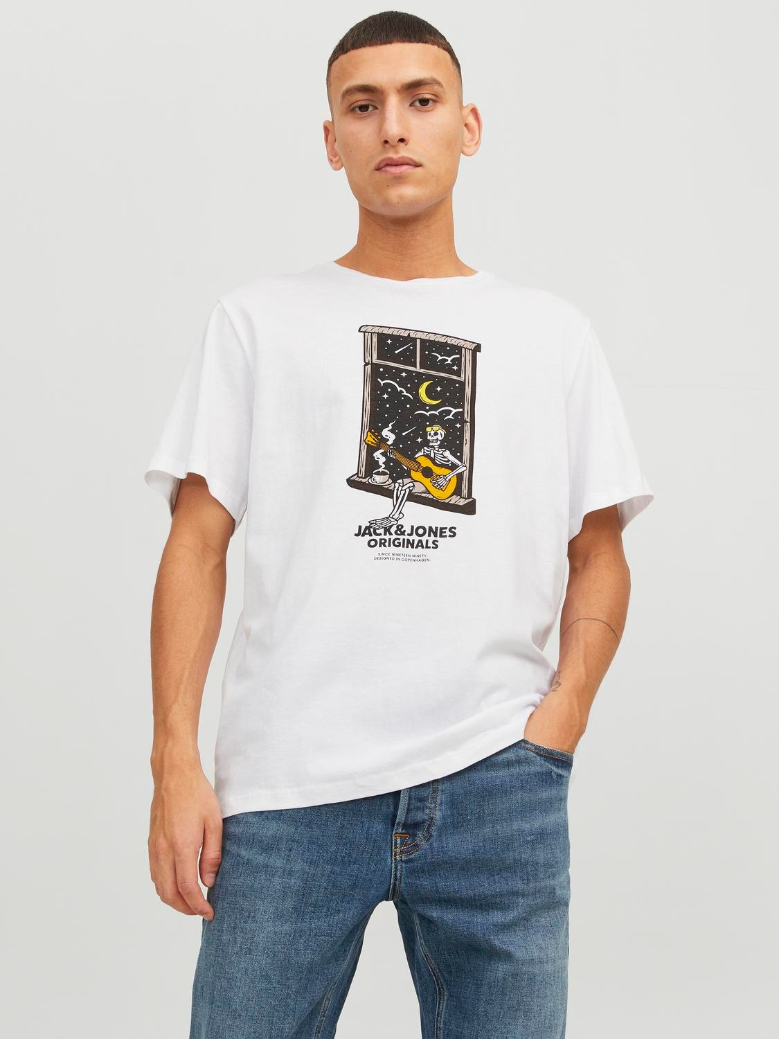 Jack & Jones Logo Kruhový výstřih Tričko -Bright White - 12241950