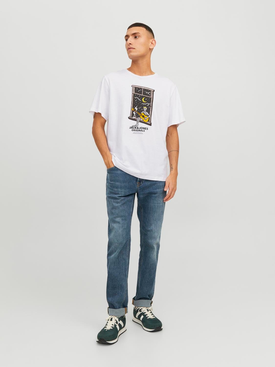 Jack & Jones Logo Kruhový výstřih Tričko -Bright White - 12241950