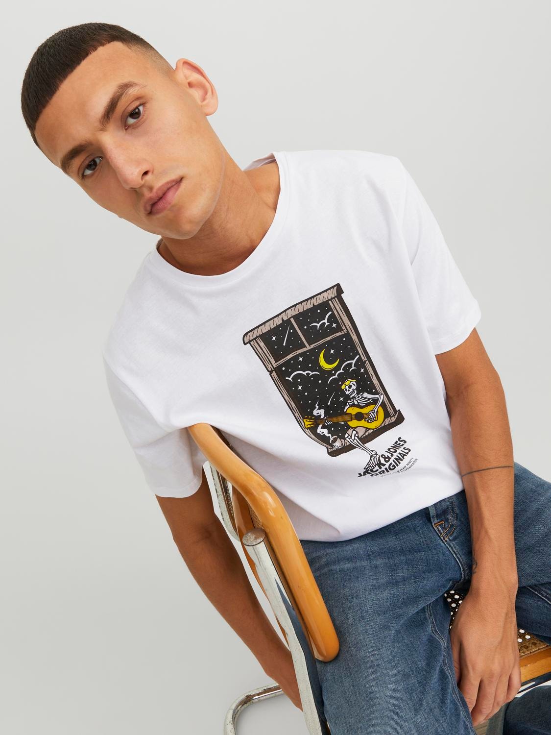 Jack & Jones Logo Kruhový výstřih Tričko -Bright White - 12241950