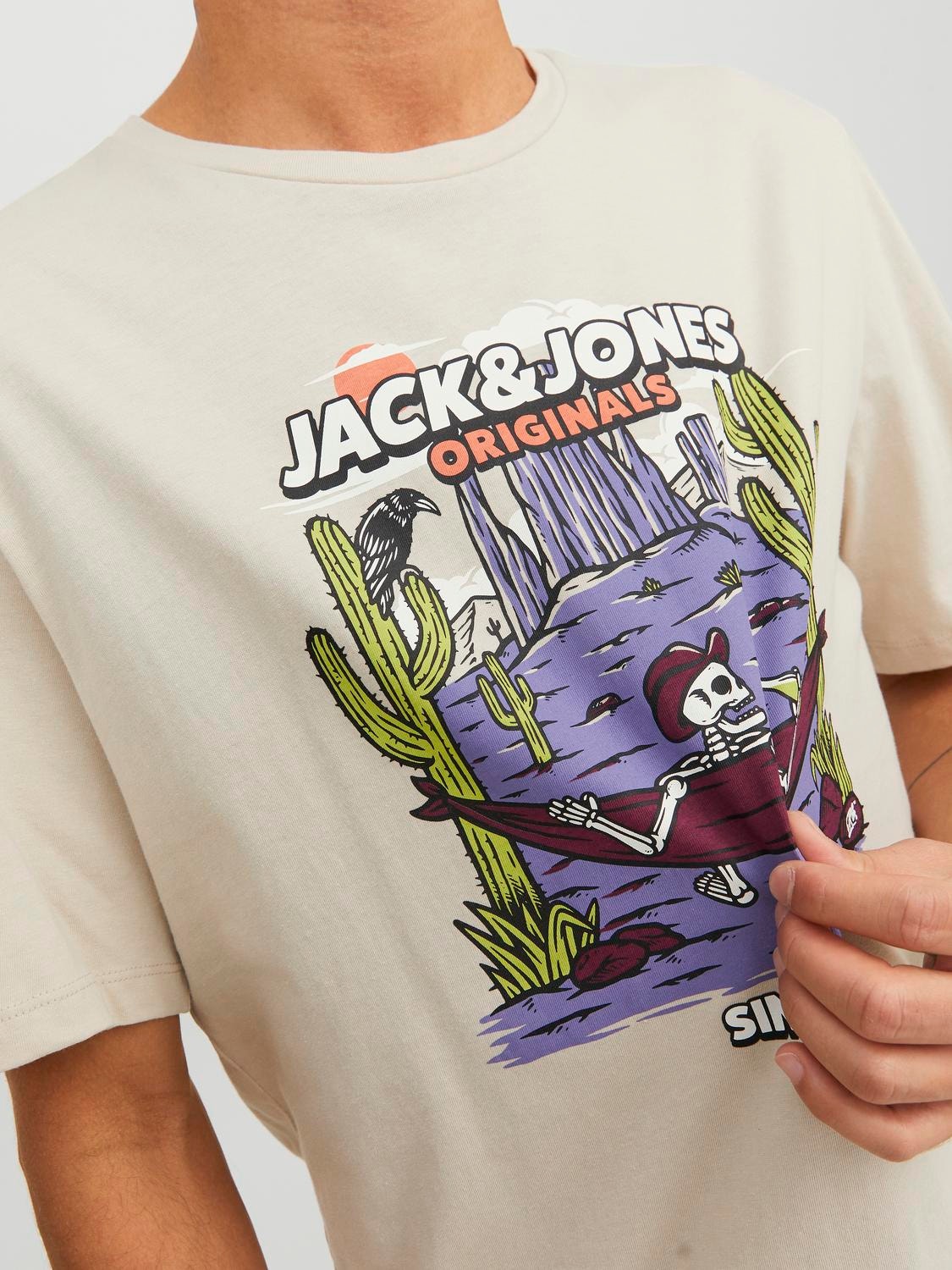 Jack & Jones Logo Crew neck T-shirt -Moonbeam - 12241950