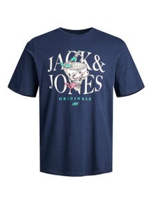 Jack & Jones Logo Ümmargune kaelus T-särk -Navy Blazer - 12241950