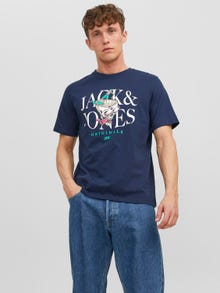 Jack & Jones Logo Pyöreä pääntie T-paita -Navy Blazer - 12241950
