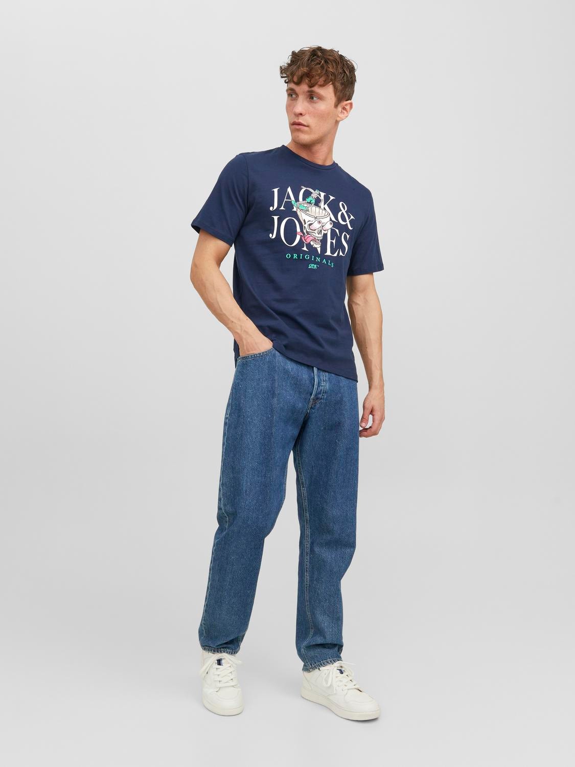 Jack & Jones Logo Ronde hals T-shirt -Navy Blazer - 12241950