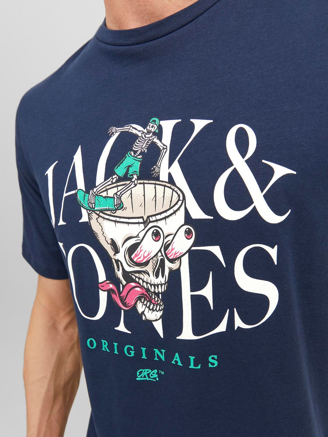 Jack & Jones Logo Ümmargune kaelus T-särk -Navy Blazer - 12241950