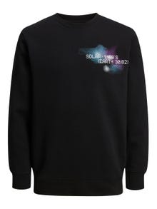 Jack & Jones Printed Crew neck Sweatshirt -Black - 12242181