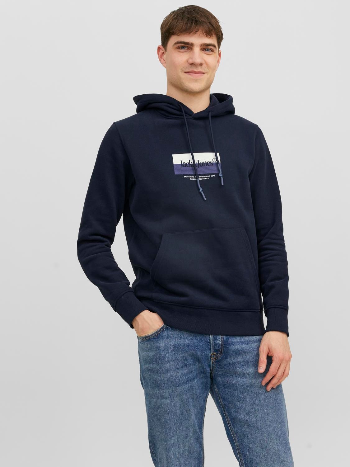 Jack & Jones Logo Hoodie -Navy Blazer - 12242197