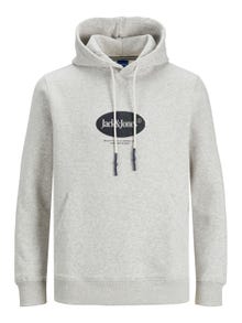 Jack & Jones Hoodie Logo -White Melange - 12242197