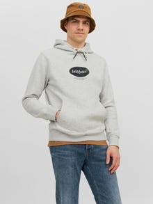 Jack & Jones Hoodie Logo -White Melange - 12242197