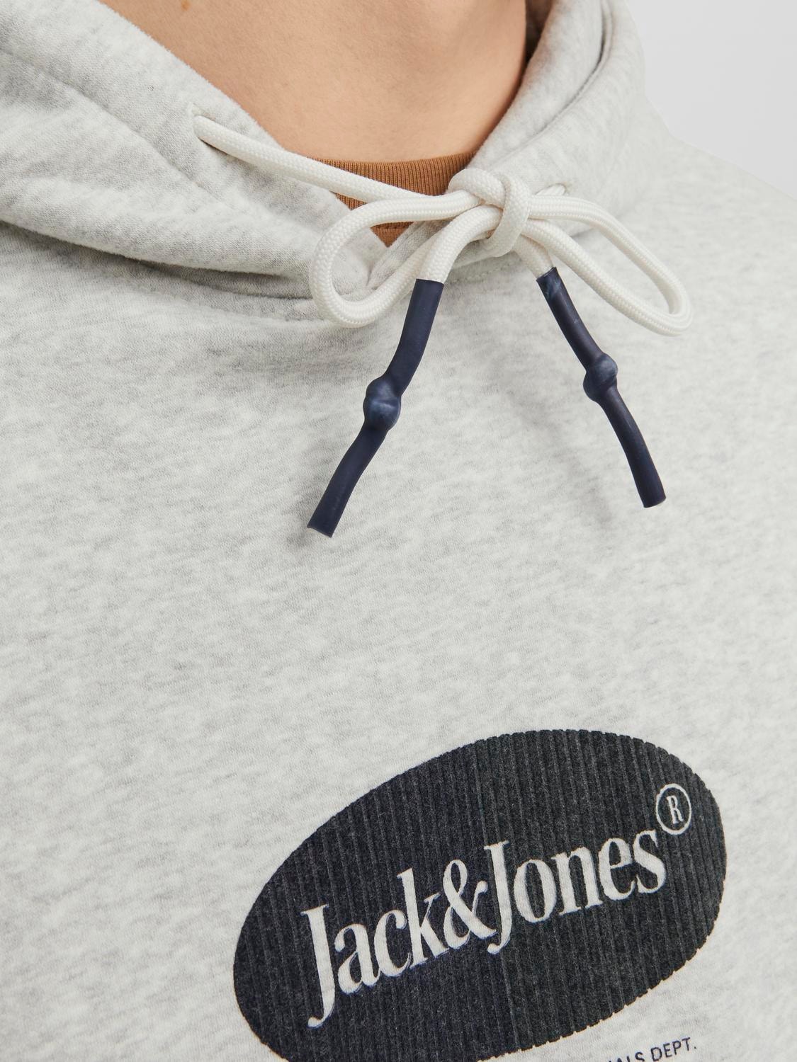 Jack & Jones Hoodie Logo -White Melange - 12242197