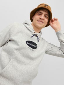 Jack & Jones Hoodie Logo -White Melange - 12242197