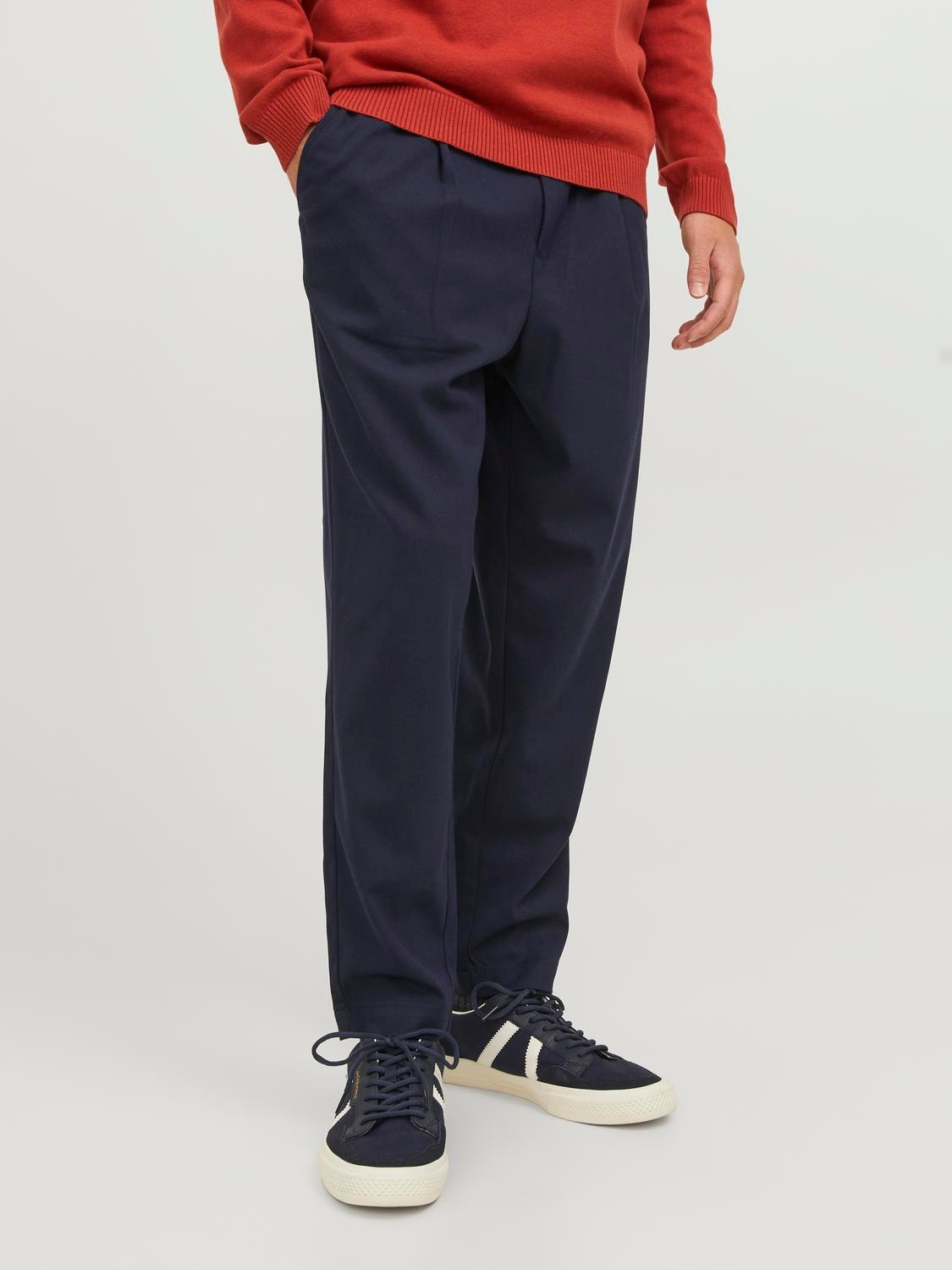 Jack & Jones Loose Fit Plátěné kalhoty Chino -Navy Blazer - 12242212